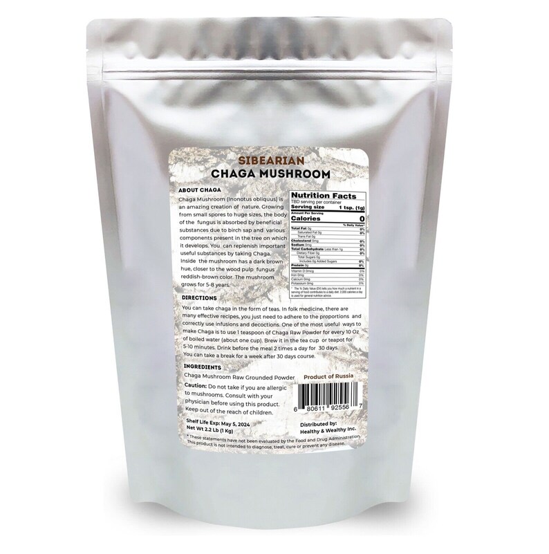 Chaga Mushroom Raw Powder 2.2 Lb. (1kg) Wild Harvested From Altai ...