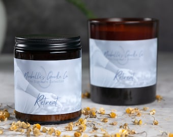 Retreat Scented Candle | Lemongrass, Geranium, Ginger | 100% coconut wax | available in 220g and 150g sizes | perfect gift