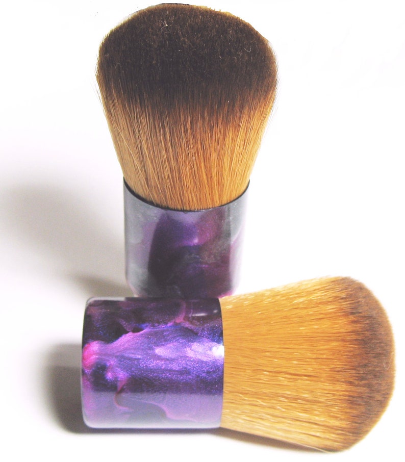 Foundation Brush Hand Painted Vegan Kabuki Brush for Mineral Makeup Application image 1