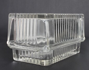 Clear Federal Ribbed Glass Butter Dish