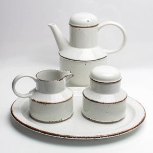 4pc Midwinter Stonehenge Vintage Coffee Pot with sugar bowl, milk jug & plate