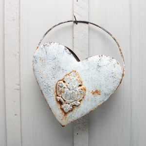 Painted Heart Iron Basket/Jardiniere