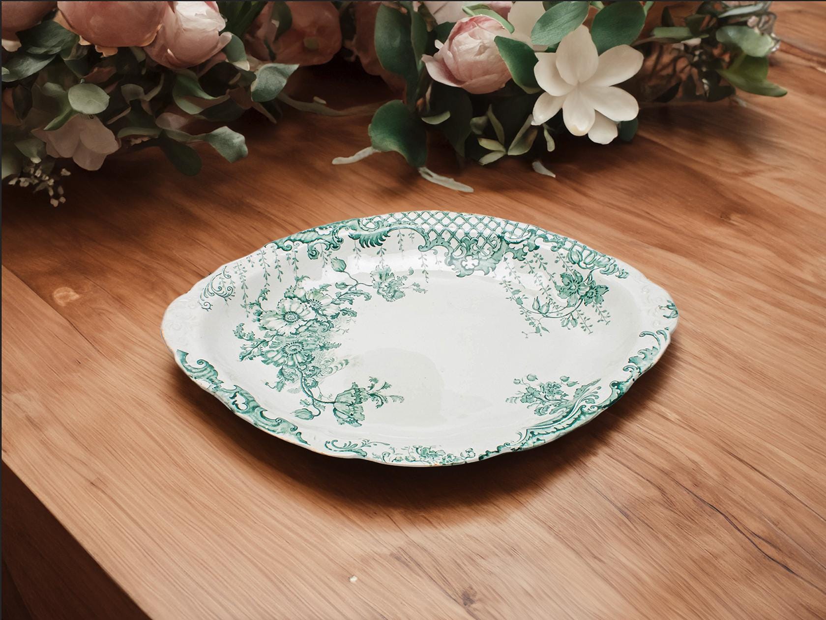 Floral Semi-Porcelain Platter, Pottery of England