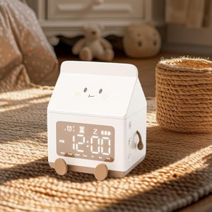 Kreatywny budzik cyfrowy Milk Box – uroczy mini timer odliczający czas, wyświetlacz daty, elektroniczny zegar stołowy do sypialni, wyjątkowy prezent