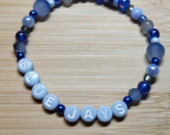 Blue Jays Bracelet Pale Blue Beaded Baseball Fan Jewelry Summer Ballpark Bracelet