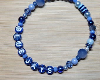 Toronto Blue Jays Bracelet – Baseball Fan Beaded Bracelet – Royal Blue Game Day Jewelry – Sports Fan Gift