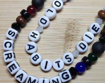 Old Habits Die Screaming Bracelet Duo TTPD Lyric Inspired Taylor Swift Friendship Bracelet Set Whimsy Goth Jewelry