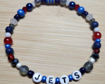 Winnipeg Jets Inspired Friendship Bracelet Hockey Fan Beaded Jewelry Navy Grey Red Game Day Bracelet