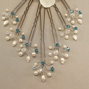 Custom Wedding Hair Accessories, Indicolite Crystal Handwired Bridal Hair Pins, Wedding Hair Pins image 3