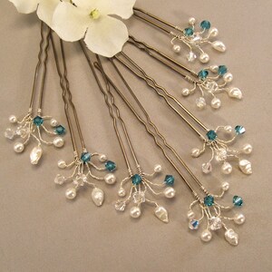 Custom Wedding Hair Accessories, Indicolite Crystal Handwired Bridal Hair Pins, Wedding Hair Pins image 2