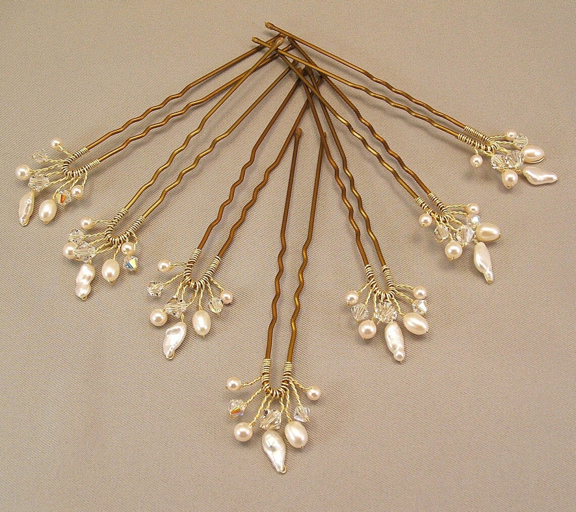 Wedding Hair Accessories Gold Handwired Bridal Hair Pins Etsy
