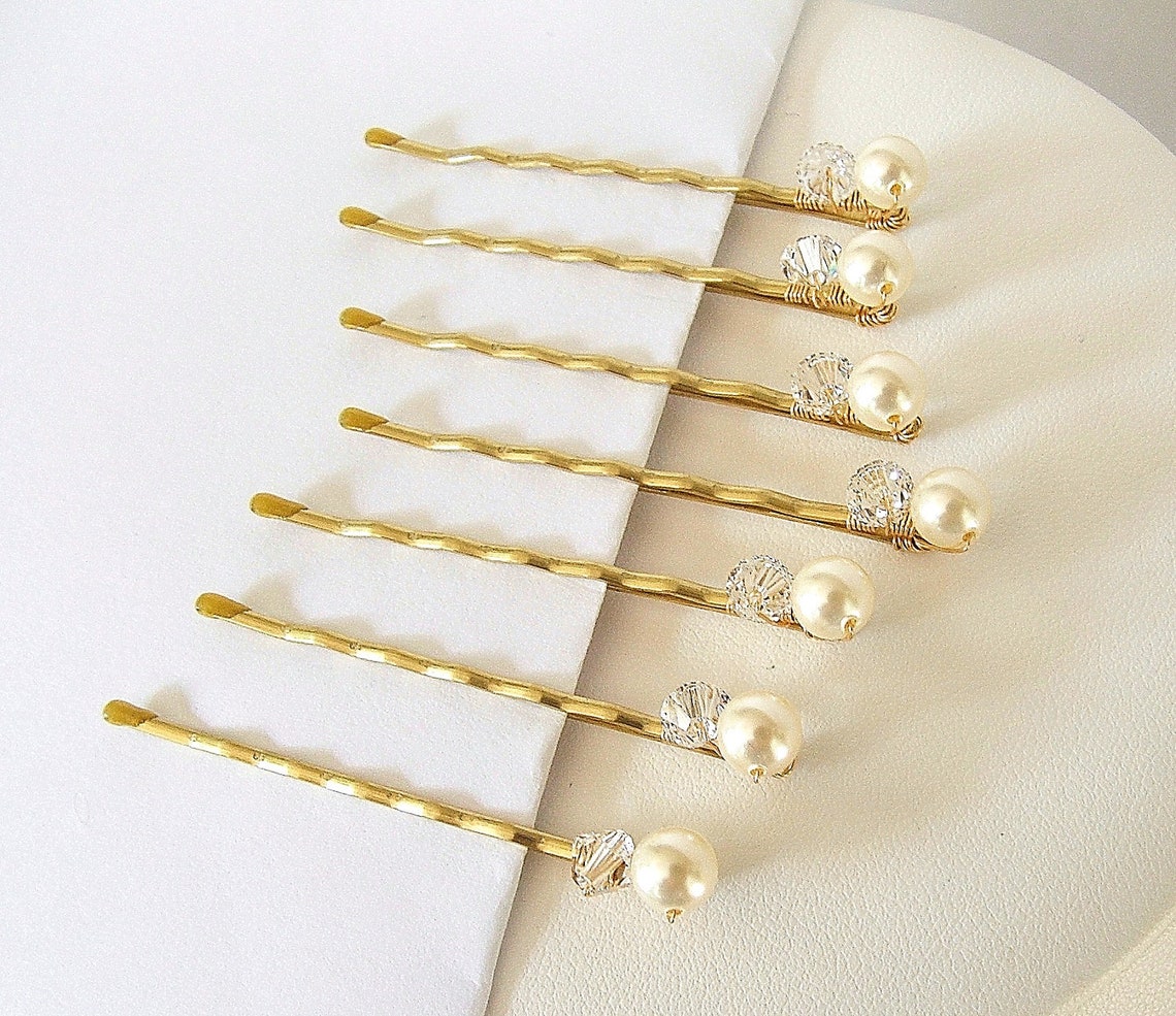 Gold Wedding Hair Accessories Blonde Wedding Hair Set Of Seven Ivory Gold Wedding Hair Accessories Blonde Wedding Hair Set Of Seven Ivory