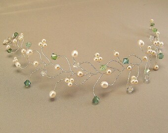 Lush Greens Bridal Hair Vine Tiara, Bridal Hair Accessories, Wedding Hair