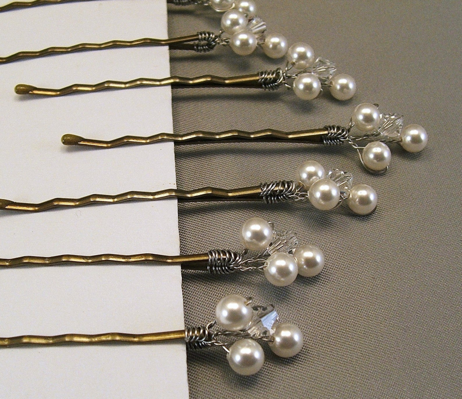 Wedding Hair Accessories White Pearls and Clear Crystal Etsy