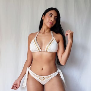 Two Piece Bikini Set- Triangle Top Cheeky and  Bottom Tie Straps