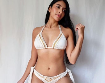 Two Piece Bikini Set- Triangle Top Cheeky and  Bottom Tie Straps