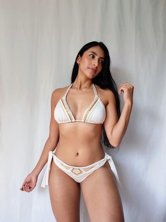 Two Piece Bikini Set- Triangle Top Cheeky and  Bottom Tie Straps