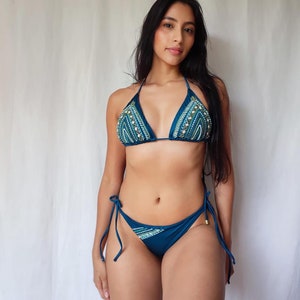 Two Piece Bikini Set- Triangle Top and Tie Side Thong Bottom
