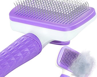 Brosse pour chien, brosse pour chat, brosse pour chien, brosses pour chat pour chat d'intérieur, brosse autonettoyante pour chien et chat à poil long