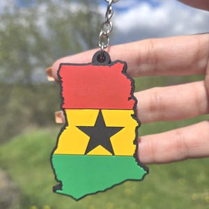 Porte-clés du Ghana – Porte-clés drapeau du pays 2D | Cadeau souvenir ghanéen | Accessoire de voyage de la fierté africaine | Jeton du patrimoine culturel