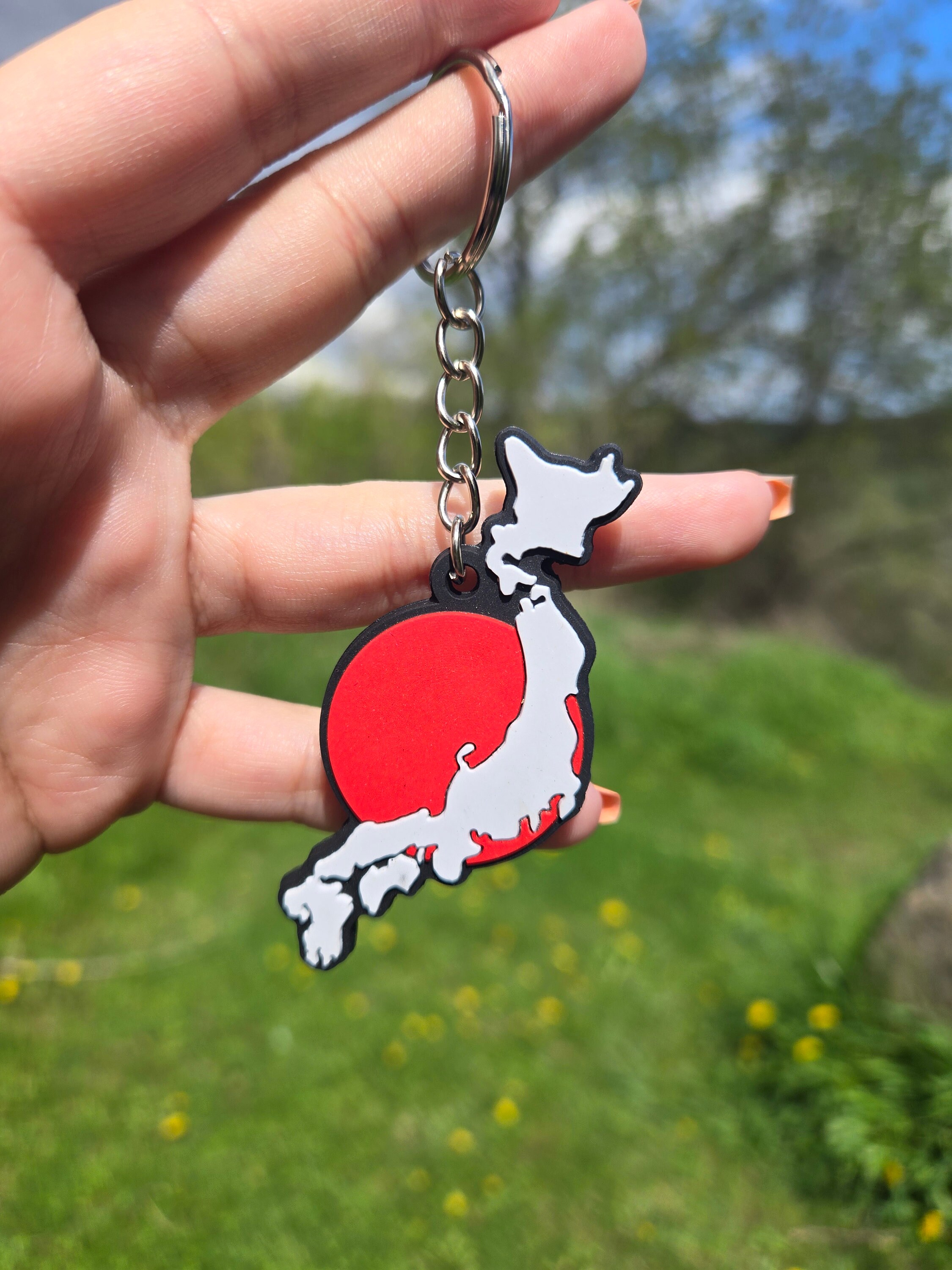 Japan Flag Keychain: 2D Country Shape Souvenir - Etsy