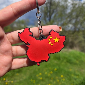 Porte-clés Chine – Porte-clés drapeau recto-verso 2D | Souvenir champêtre | Cadeau de fierté chinoise | Jeton Racines et culture