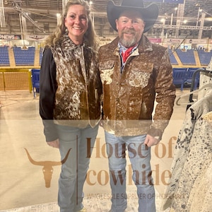 Handgefertigte Hair-On Rindsleder Weste im Western Rodeo Biker Stil