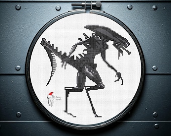 Xenomorph Alien-kruissteekpatroon (digitale pdf): Bitty Baddies Horror Villain Series - door mensen gemaakt