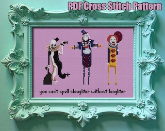 Het ergste medicijn kruissteekpatroon (digitale pdf): fanart horrorfilmclown - door mensen gemaakt