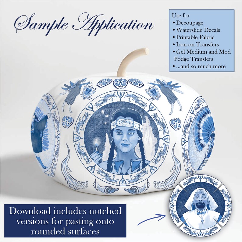 Addams Family Values Digital Download / Thanksgiving Images in Delftware Style / INSTANT Clip Art Download / High Resolution PNG image 3