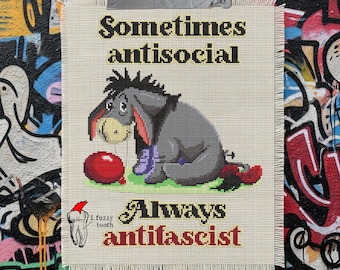 Antifa Eeyore-kruissteekpatroon - met de hand ontworpen (pdf-patroon)