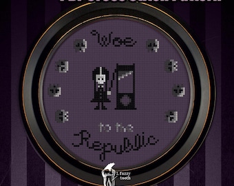 Wednesday Addams-kruissteekpatroon: "Wee de Republiek" (digitale pdf)
