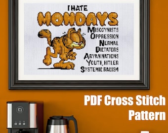 Mondays - digitaal pdf-kruissteekpatroon - patroonvriendelijk - door mensen gemaakt