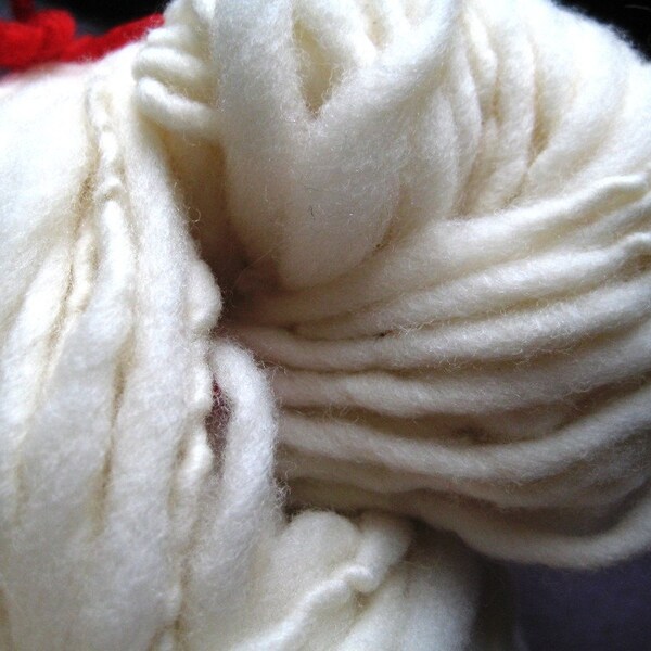 Bulky Handspun Merino Yarn - Undyed, Cream Color, Single-Ply - 120 Yards