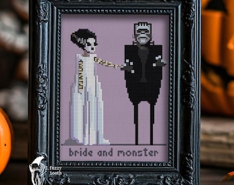 Kruissteekpatroon bruid van Frankenstein (digitale pdf): Bitty Baddies-serie - door mensen gemaakt