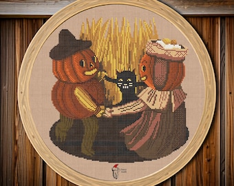 Kruissteekpatroon Harvest Dance (digitale pdf): geïnspireerd over de tuinmuur - door mensen gemaakt