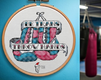 Wees trans; Handen gooien - digitaal pdf-kruissteekpatroon - patroonvriendelijk - door mensen gemaakt