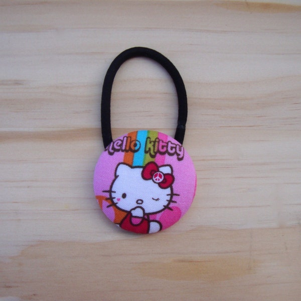 Hello Kitty Fabric Button Ponytail Holder Rockabilly punk goth