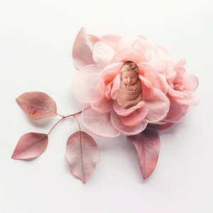 8x pink flower floral bowl digital backdrop bundle | newborn photography | baby girl | easy to use