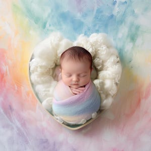 10x pastel rainbow heart watercolour painted digital backdrop bundle | newborn photography | easy to use | rainbow baby
