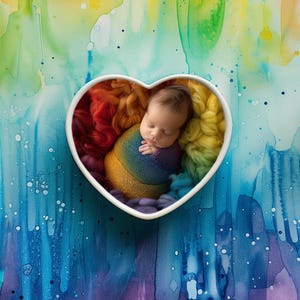 10x rainbow heart watercolour painted digital backdrop bundle | newborn photography | easy to use | rainbow baby