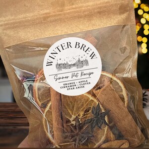 Winter Simmer Pot Recipe Mix Kit Christmas simmering seasonal spices bulk gift Thank you gift stovetop potpourri small Christmas favor