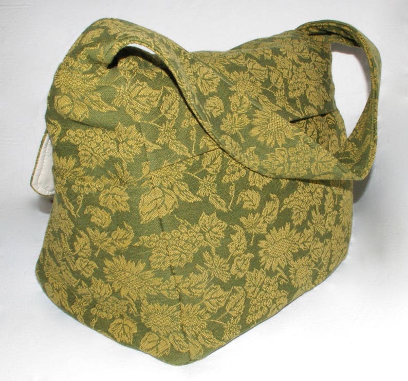 Pro-knitter tote storage handbag Knitting Bag Dispenser bag Green Snag-Free yarn Woven decor travel bag crochet Yarn flowers