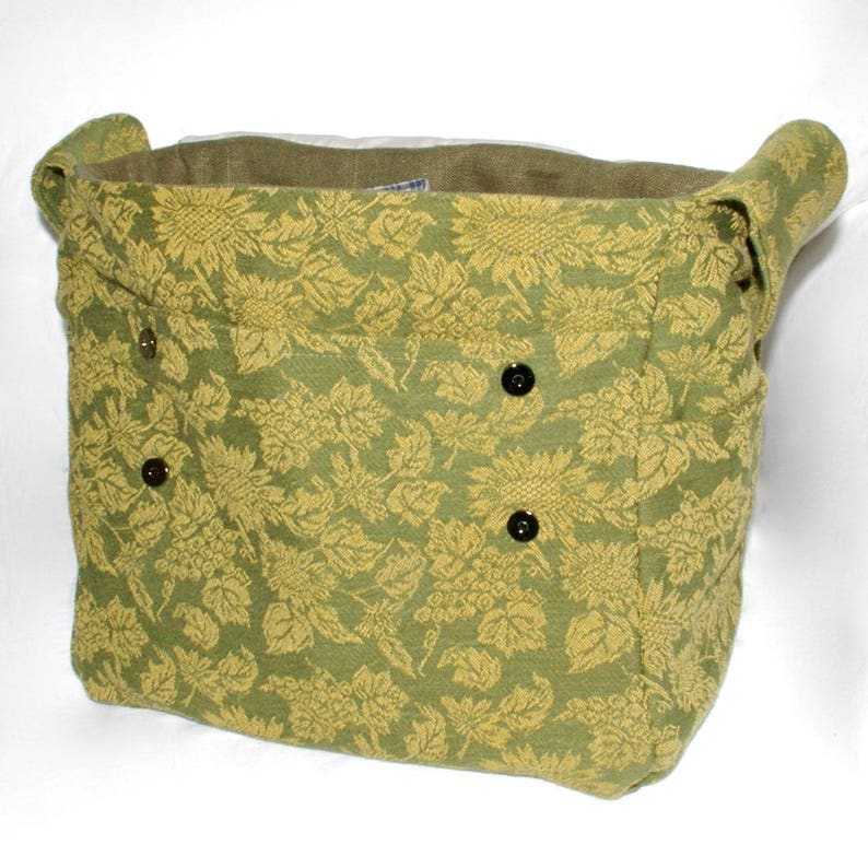 Pro-knitter tote storage handbag Knitting Bag Dispenser bag Green Snag-Free yarn Woven decor travel bag crochet Yarn flowers