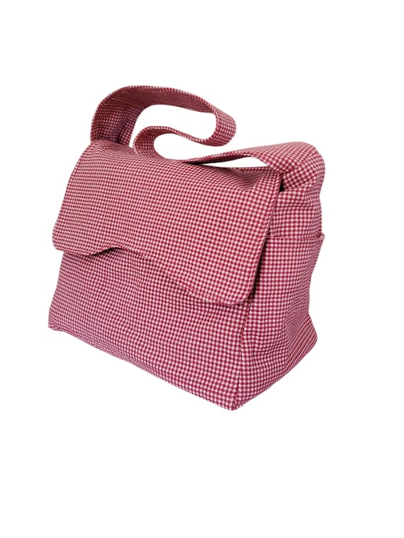 Red, Gingham, Cotton, Knitting Bag, Organizer, Crochet, Tote, Yarn