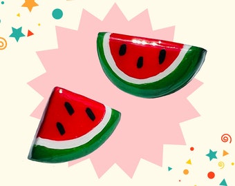 Wassermelonen Scheibe | Handgemachte Ton Pin