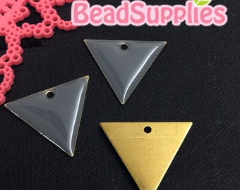 CH-EX-08177GY - Raw brass, triangle charm V2, grey, 6 pcs