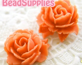 CA-CA-05922- Rose Bud with Leaf- orange, 2 pcs