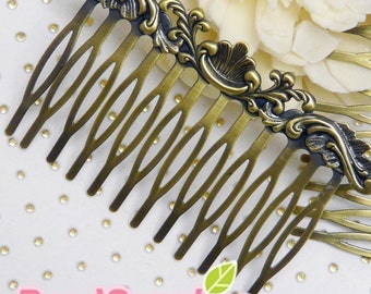 Clearance - FN-RB-03031 - Art Nouveau Filigree Hair Comb for beadwork, antique brass, 12 pcs