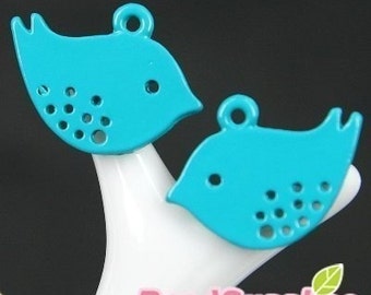 Wholesale - CH-ME-01103 - Super Cute Petite Birdie charm, Turquoise blue, 24 pcs